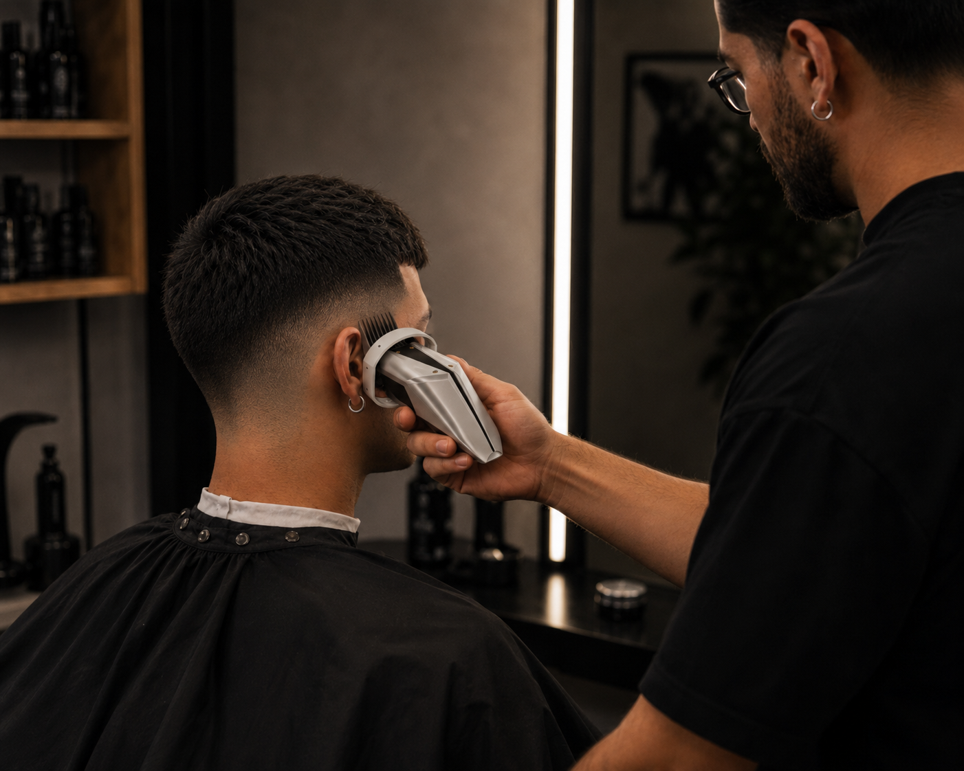 Barber führt den Haarschnitt mit dem Smart Clipper System aus